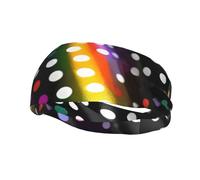 Diadema deportiva con estampado de lunares y arcoíris con purpurina en blanco y negro, elástica, transpirable y absorbe la humedad para correr