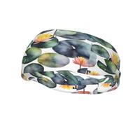 Diadema Deportiva con Estampado de nenúfares Negros, Transpirable, para Correr, Yoga y Fitness (Unisex).