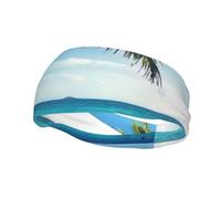 Diadema deportiva con estampado de palmera tropical Hawaii Beach que absorbe el sudor para hombres y mujeres, perfecta para correr, baloncesto, yoga y senderismo.