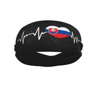 Diadema Deportiva con la Bandera de Eslovaquia I Love Slovakia Heartbeat para Hombre y Mujer, Banda para el Sudor de algodón Absorbente, Ideal para Yoga y Ciclismo.