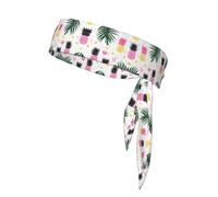 Diadema deportiva con patrón de piña tropical, banda transpirable de doble cara que absorbe el sudor para correr, ciclismo, gimnasio, entrenamientos, corbata para la cabeza, ajuste ajustable