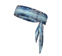 Diadema deportiva de doble capa con nubes blancas sobre el mar para mujeres y hombres, diadema de yoga suave y transpirable para correr, gimnasio, entrenamiento