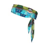 Diadema deportiva de doble cara con flamenco y piscina, diadema unisex para jugar a la pelota, fitness y actividades al aire libre