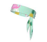 Diadema deportiva de piñas de flamenco rosa, doble cara, transpirable, absorbe el sudor, para correr, tenis, ciclismo