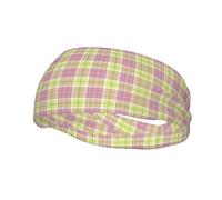 Diadema Deportiva Decorativa de Tela Amanda Spring Fresh Tartan, Moderna y a la Moda, Ideal para Deportes.