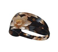 Diadema Deportiva elástica Bohemian Golden Lotus para Correr, Ciclismo y Yoga, Transpirable y Absorbente del Sudor, se Adapta a la mayoría de Hombres y Mujeres.