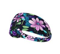 Diadema Deportiva elástica con diseño de Camelia Morada para Correr, Ciclismo y Yoga. Transpirable y Absorbente del Sudor. Se Adapta a la mayoría de Hombres y Mujeres.
