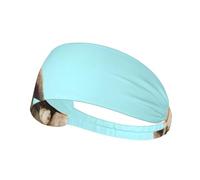 Diadema deportiva elástica con diseño de conejo sobre hierba verde, adecuada para correr, fitness, tenis, yoga