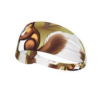Diadema deportiva elástica con estampado de ardilla que come nueces: banda elástica para correr, gimnasio, ciclismo, yoga, fitness y viajes