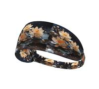 Diadema deportiva elástica con estampado de loto blanco bohemio, adecuada para deportes, viajes y fitness en interiores