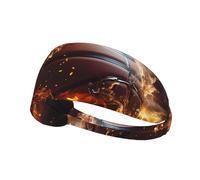 Diadema deportiva elástica con estampado de salpicaduras de llamas de baloncesto sobre fuego y agua, adecuada para deportes, viajes y fitness en interiores