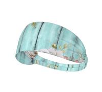 Diadema deportiva elástica con estampado floral verde azulado, compatible con casco, para senderismo, ciclismo, correr, entrenamiento