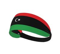 Diadema Deportiva elástica con la Bandera de Libia para Correr, Ciclismo y Yoga. Pañuelo Transpirable Que Absorbe el Sudor. Se Adapta a la mayoría de Hombres y Mujeres.