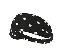 Diadema deportiva elástica estampada con lunares en blanco y negro, compatible con casco, para senderismo, ciclismo, correr, entrenamiento