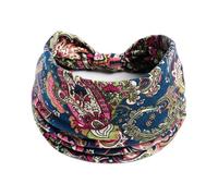 Diadema deportiva elástica estampada para mujer, bandana vintage de ala ancha (116)