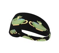 Diadema deportiva elástica JKIEGOQ Little Cocodrilo en una taza de té impresa de elastano, suave, transpirable, de secado rápido