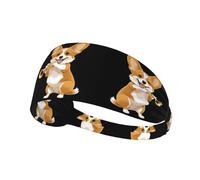 Diadema deportiva elástica JKIEGOQ Little Corgi con estampado de trompeta de elastano, suave, transpirable, de secado rápido