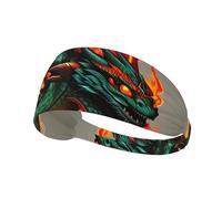 Diadema deportiva elástica para el pelo con diseño de dragón de fuego LAABBE y fútbol, secado rápido, absorbe la humedad