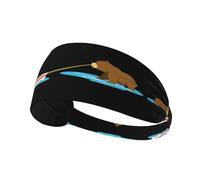 Diadema deportiva elástica para el pelo con diseño de oso JKIEGOQ tirando de un barco de elastano, suave, transpirable, de secado rápido