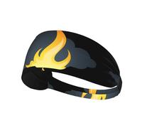 Diadema deportiva elástica para el pelo con diseño de WHJSHOP Flame Under The Dark Clouds Stamp Spandex, suave, transpirable, de secado rápido