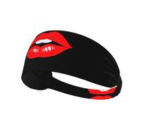 Diadema deportiva elástica para el pelo con texto en inglés "WHJSHOP Kiss the Lips Stamp", elastano, suave, transpirable, de secado rápido