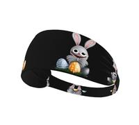 Diadema deportiva elástica para el pelo con texto en inglés "WHJSHOP the Little Rabbit Looks for Easter Eggs", elastano, suave, transpirable, de secado rápido