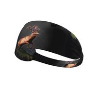 Diadema deportiva elástica para el pelo JKIEGOQ Elk Running Under The Rainbow Printed Spandex, suave, transpirable, de secado rápido
