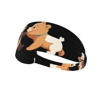 Diadema deportiva elástica para el pelo JKIEGOQ Little Bear and Puppy Playing Together de elastano, suave, transpirable, de secado rápido