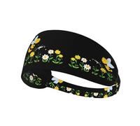 Diadema deportiva elástica para el pelo JKIEGOQ Little Bee Watering the Flowers Printed Spandex, suave, transpirable, de secado rápido