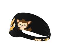 Diadema deportiva elástica para el pelo JKIEGOQ Little Corgi y Monkey Friends, elastano, suave, transpirable, de secado rápido