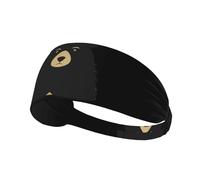 Diadema deportiva elástica para el pelo JKIEGOQ Little Oso negro con cabeza de animal impresa elastano, suave, transpirable, de secado rápido