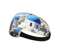 Diadema deportiva elástica para el pelo MSRHIUEF Santorini, isla griega, vista al mar, banda atlética para mujeres y hombres