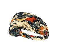 Diadema deportiva elástica para el pelo WHJSHOP Fish Leap Dragon Gate Stamp Spandex, suave, transpirable, de secado rápido