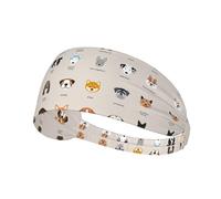 Diadema deportiva elástica unisex de doble cara con estampado de raza de perro, ideal como regalo para amigos amantes del deporte y familia