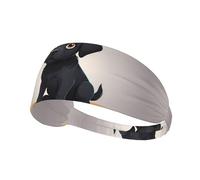 Diadema deportiva elástica YYHWHJDE Shy Little Black Dog Pattern suave, transpirable, de secado rápido