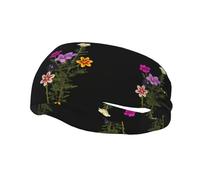 Diadema deportiva estampada con flores que crecen hacia arriba, banda elástica para el sudor, adecuada para correr, ciclismo y yoga