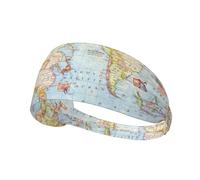 Diadema deportiva estampada con mapa del mundo, diadema elástica de yoga, adecuada para correr, fitness, ciclismo y otros deportes.