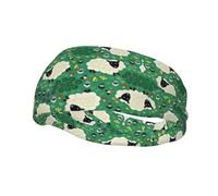 Diadema deportiva que absorbe el sudor con bonito diseño impreso de ovejas de dibujos animados, adecuada para correr y entrenamientos de gimnasio