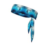 Diadema deportiva reversible con correas Kiss Dolphin Tale Pattern impresa diadema deportiva adecuada para baloncesto y correr