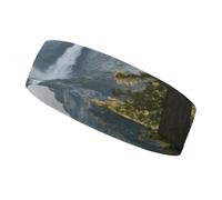 Diadema Deportiva Transpirable y Antideslizante con Estampado de Cascada y Valle. Accesorio de Verano. Banda elástica Ideal para Gimnasio, fútbol, Yoga, Correr y Senderismo.