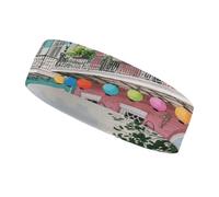 Diadema Deportiva Transpirable y Antideslizante con Estampado de Las Calles del Barrio Francés. Accesorio de Verano. Banda elástica Ideal para Gimnasio, fútbol, Yoga, Correr y Senderismo.