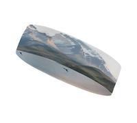 Diadema Deportiva Transpirable y Antideslizante con Estampado de montañas Nevadas y Lagos. Accesorio de Verano. Banda elástica Ideal para Gimnasio, fútbol, Yoga, Correr y Senderismo.