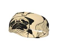 Diadema Deportiva Unisex con Estampado de Perro Pug, Transpirable y Que Absorbe la Humedad, Ideal para Correr, Yoga y Fitness.