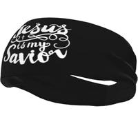 Diadema Deportiva Unisex con la Frase Jesús es mi Salvador, Antideslizante, Ideal para Entrenar, Correr, Ciclismo y Yoga.