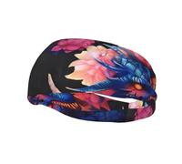 Diadema Deportiva Unisex Dragon Flower elástica para Gimnasio, Yoga, Entrenamiento y Ejercicio.