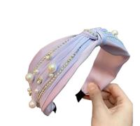 diadema, Diadema ancha con perlas laterales for mujer, banda for el cabello con nudo central, turbante(B)