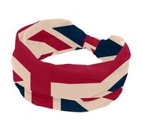 Diadema elástica ancha para mujer, turbante antideslizante, con texto en inglés "I Love the UK", bandera británica vintage, para sudar, yoga, entrenamiento, bandana suave