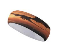 Diadema elástica Antideslizante con diseño de dragón Volador al Atardecer para Mujer. Accesorios de Moda. Cintas para el Cabello Ideales para Entrenamientos Diarios, Yoga, Correr y Deportes.