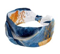 Diadema elástica con diseño de algas marinas de ballena con hojas, burbujas y estrellas de mar para mujer, bandas antideslizantes para el pelo, turbante deportivo de moda para yoga, entrenamiento, uso