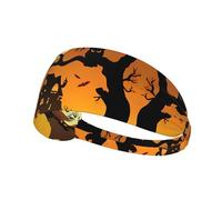Diadema elástica con diseño de cabeza de calabaza y búho de árbol negro, para yoga, correr, ciclismo, gimnasio, tenis